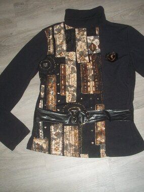womens patchwork accent sweater turtleneck size large